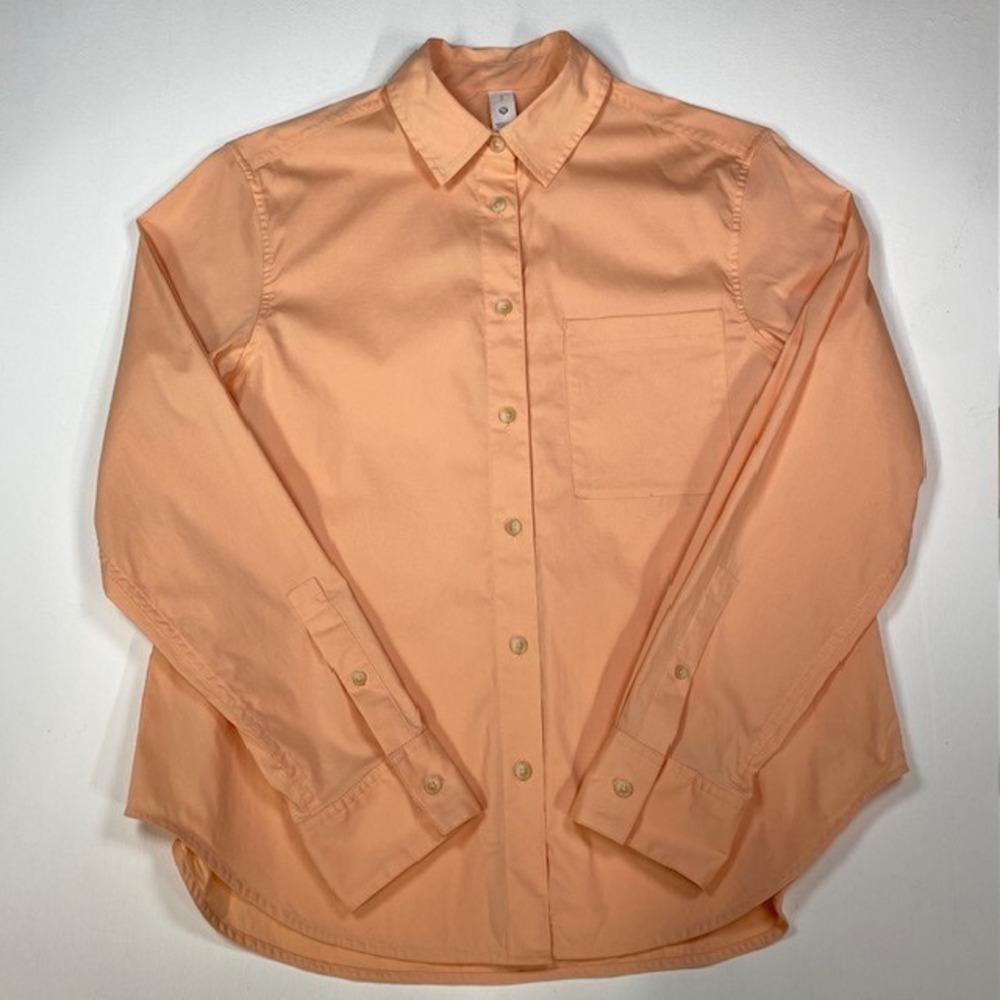 Lululemon Women's Cotton Blend Button Down Shirt Orange Size S